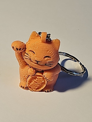 Schlüsselanhänger Maneki-neko winkende Katze rosa Glück chinesisch japanisch winkend