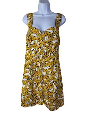 NWOT Farm Rio Linen Spotted Bananas Sleeveless Mini Dress Sz Large Fruit  Novelty | eBay