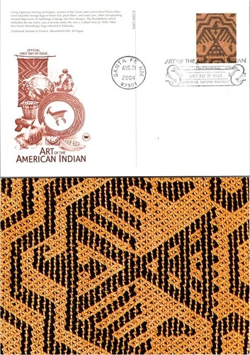 S08-0315, AMERICAN INDIAN ART, HO-CHUNK BAG, PCSPOSTAL CARD FDC