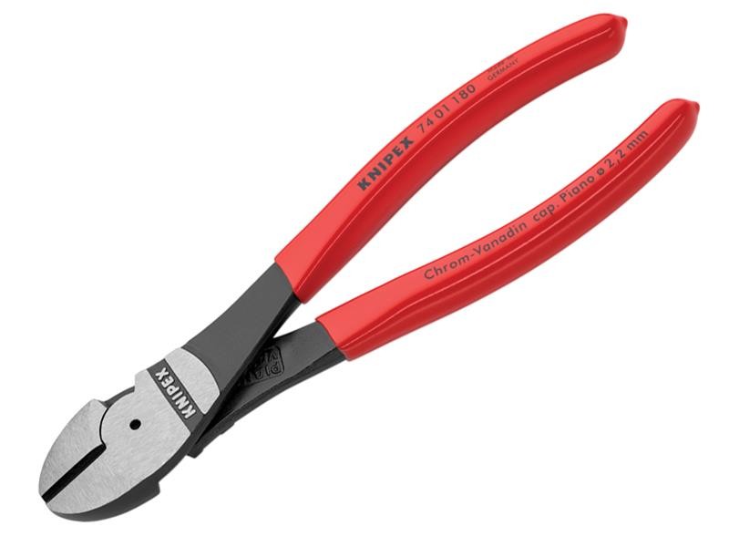 Knipex Cesoie Diagonali A Leva Alta Con Impugnatura In PVC 180Mm KPX7401180