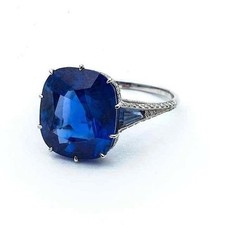 Art Style 9.41 CT Blue Sapphire  White CZ Womens Ring In 925 Sterling Silver.
