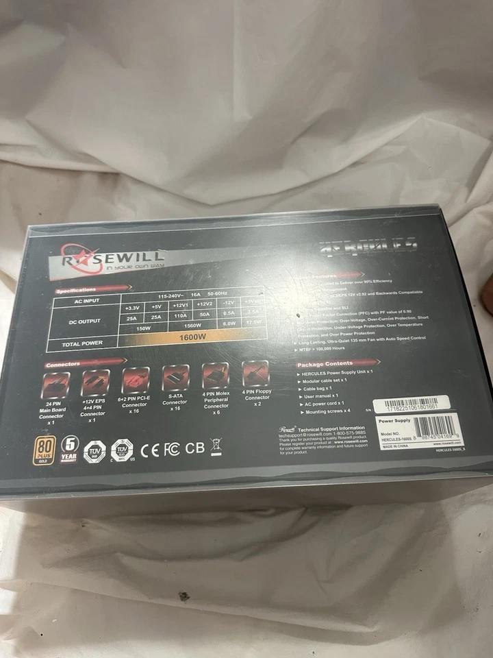 Rosewill Hercules 1600W Power Supply PSU 80 PLUS Gold - NEW Open Box Ga0 - Image 3 of 4