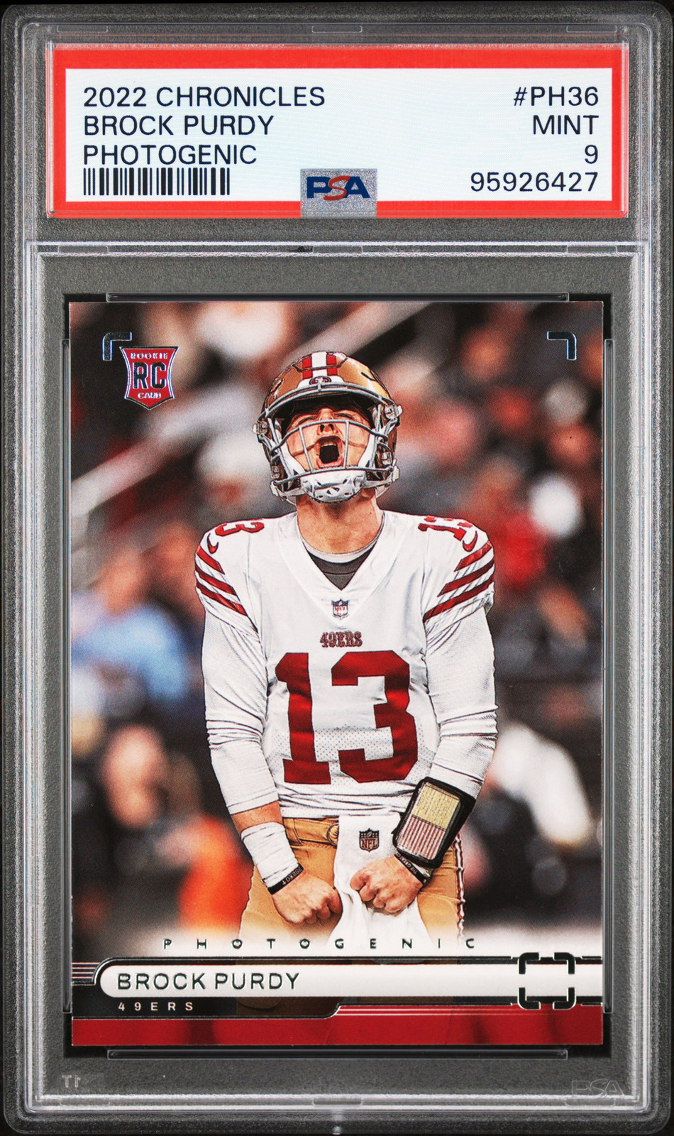 2022 PANINI CHRONICLES PHOTOGENIC #PH36 BROCK PURDY ROOKIE RC PSA 9
