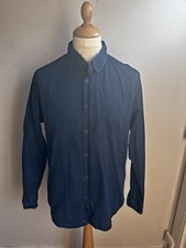 Sunspel Men's Navy Blue Long Sleeve Shirt Size Large