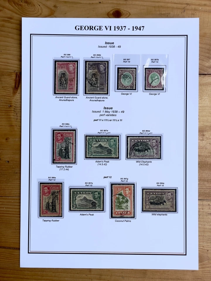 Ceylon 1937-1947 KGVl Used Stamp Full Collection All Perf Variations CV £209.10 - Image 3 of 4