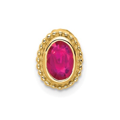 14K Gelbgold ovaler Rubin Kette Plättchen Anhänger
