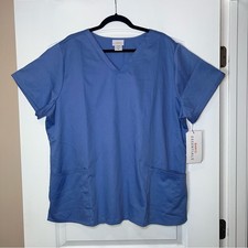Barco Essentials Women's NWT Front Pockets Plus Size Light Blue Scrubs Sz 3XL