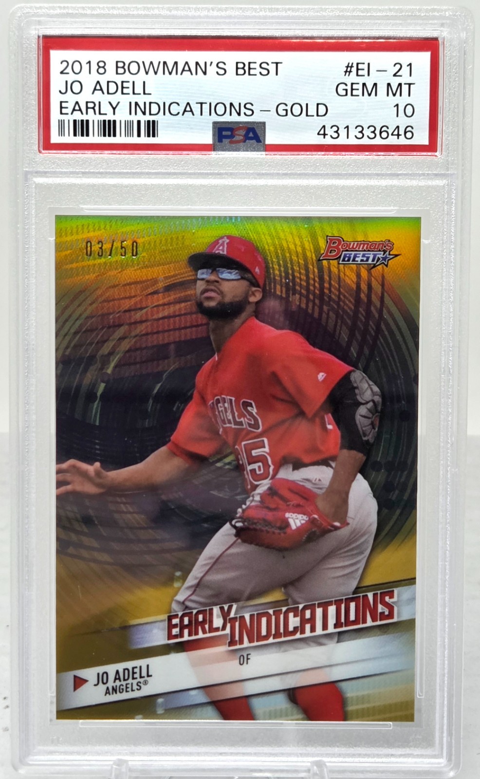 2018 Bowman Best JO ADELL Gold Refractor Rookie Card /50 PSA 10 Gem Mint (Pop 6)