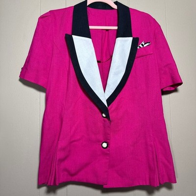 Barbiecore OOAK Pink Retro Women Medium Short Sleeve Pinup Blazer Coquette Vtg