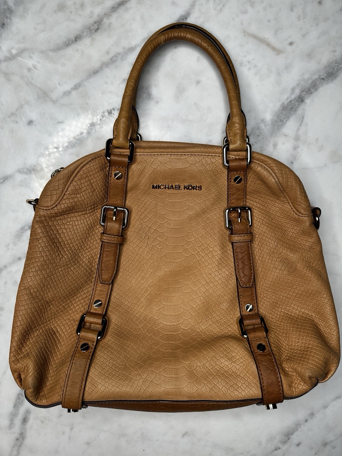 Michael Kors  Leather Bedford Purse Python Emboss… - image 1