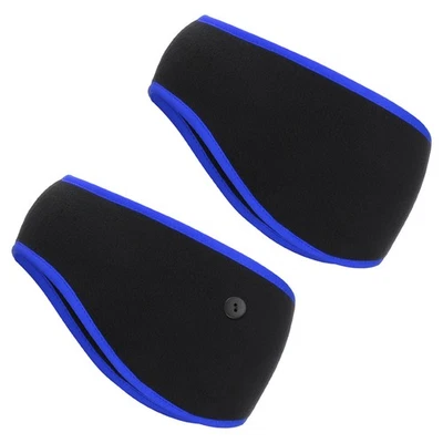 Bandeau pour Ear Warmer, 2Pcs Bandeau Hiver Élastique, Noir avec Bleu - Photo 1/4