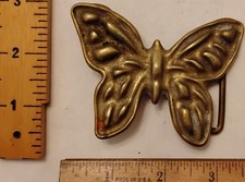 Vintage Butterfly Solid Brass Belt Buckle RARE 1970s Crafted Wings Textured