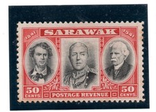 SARAWAK - SG. 148 :  1946     50 cents  BLACK  and  SCARLET    .