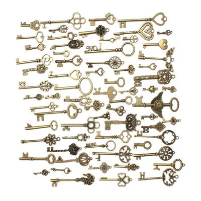 69pcs Mixed Skeleton Keys Unique Shapes Hollow Carved Shapes Retro Party Gifts