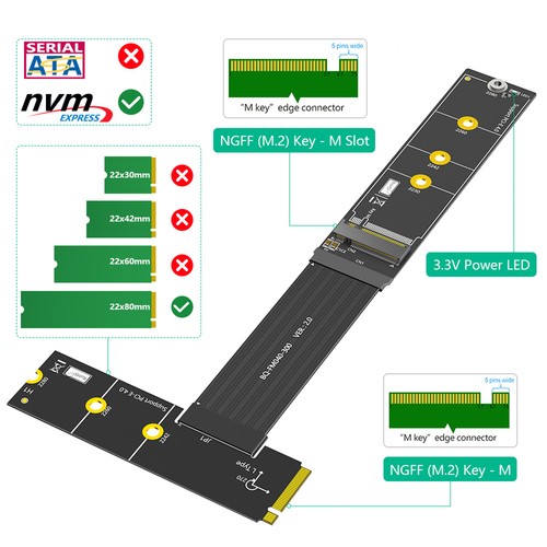 90/270 Degree Right left For NGFF M.2 M-Key NVME SSD Extension Cable - 第 24/28 張圖片
