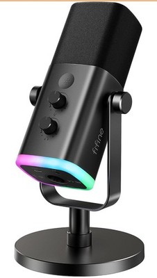 FIFINE USB/XLR Dynamic Microphone for Podcast Recording, PC Computer Gaming Stre