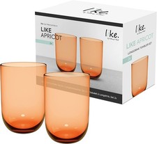 Like Apricot long drink glass set 2 pces coloured glass orange capacity 385 ml