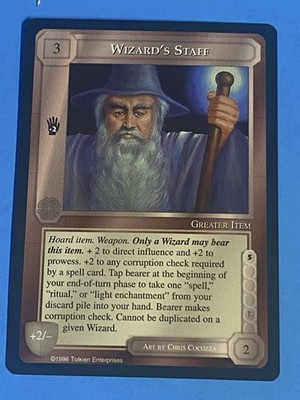WIZARD'S STAFF Middle Earth CCG 1996 NON PLAYED  BLACK BORDER
