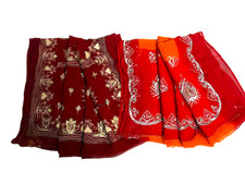 Indian Women Sari Wholesale Lot of 2 Pc Home Decor 5YD Dress Embroidered Fabric