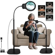 10X 30X Magnifying Glass with Light and Stand, 5" Large Floor Magnifier for C...