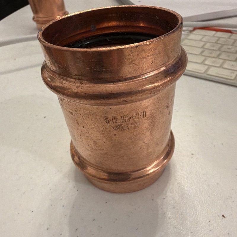 Copper Press-Fit Coupling w/ O-Ring, 1.1-2 in ID, Unfinished, 2