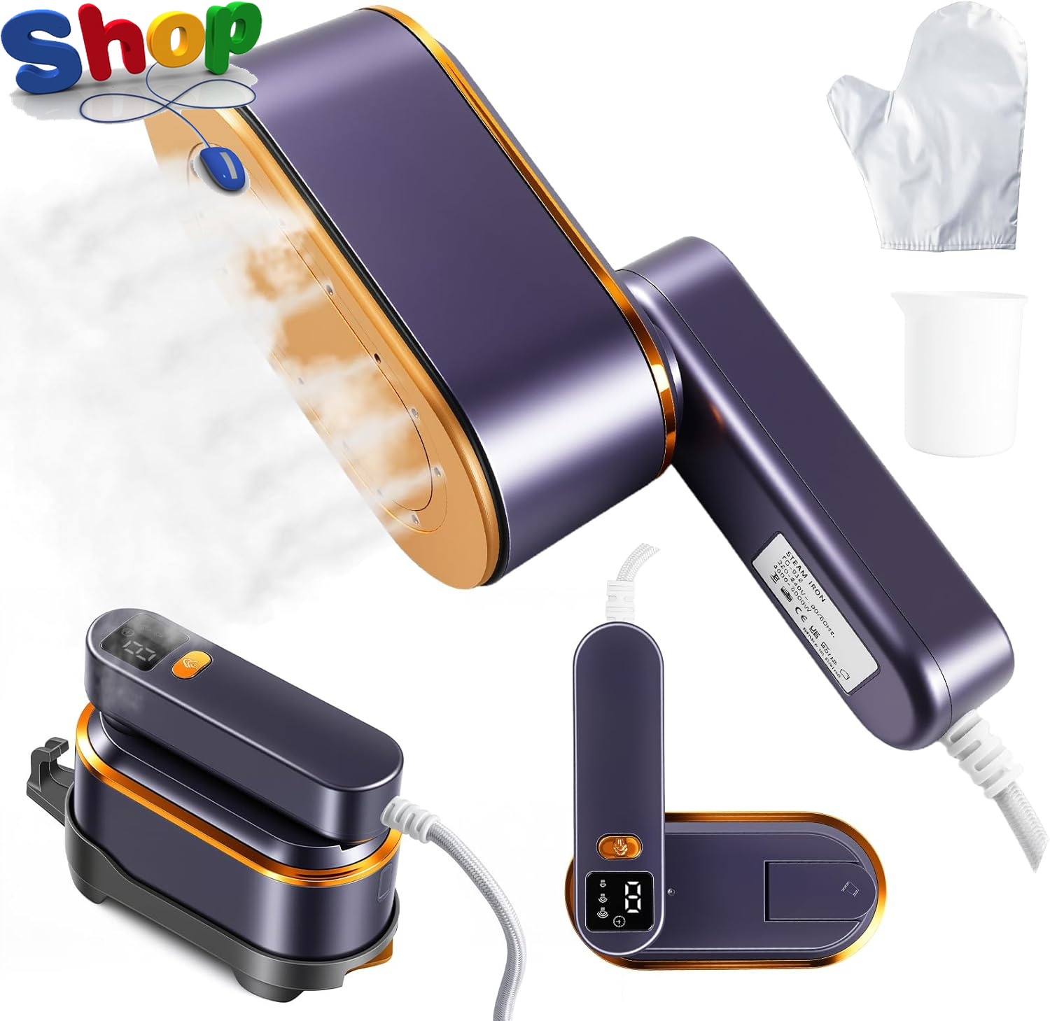 Portable Travel Steamer for Clothes, 1200W Powerful 2 in 1 Steamer & Iron,10S Fa
