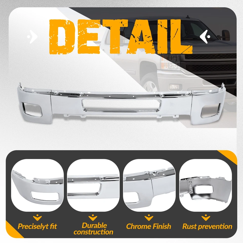 NEW Chrome Front Bumper Face Bar For Chevy Silverado 2500 HD 3500 HD 2011-2014 Foto 4 de 4