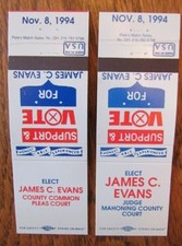 POLITICAL: JUDGE JAMES C. EVANS (MAHONING COUTY) (2 DIFFERENT) -H8