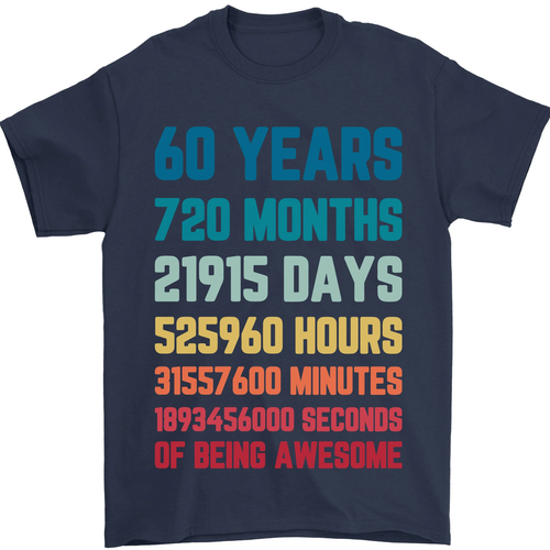 60th Birthday 60 Year Old Mens T-Shirt 100% Cotton - Picture 10 of 82