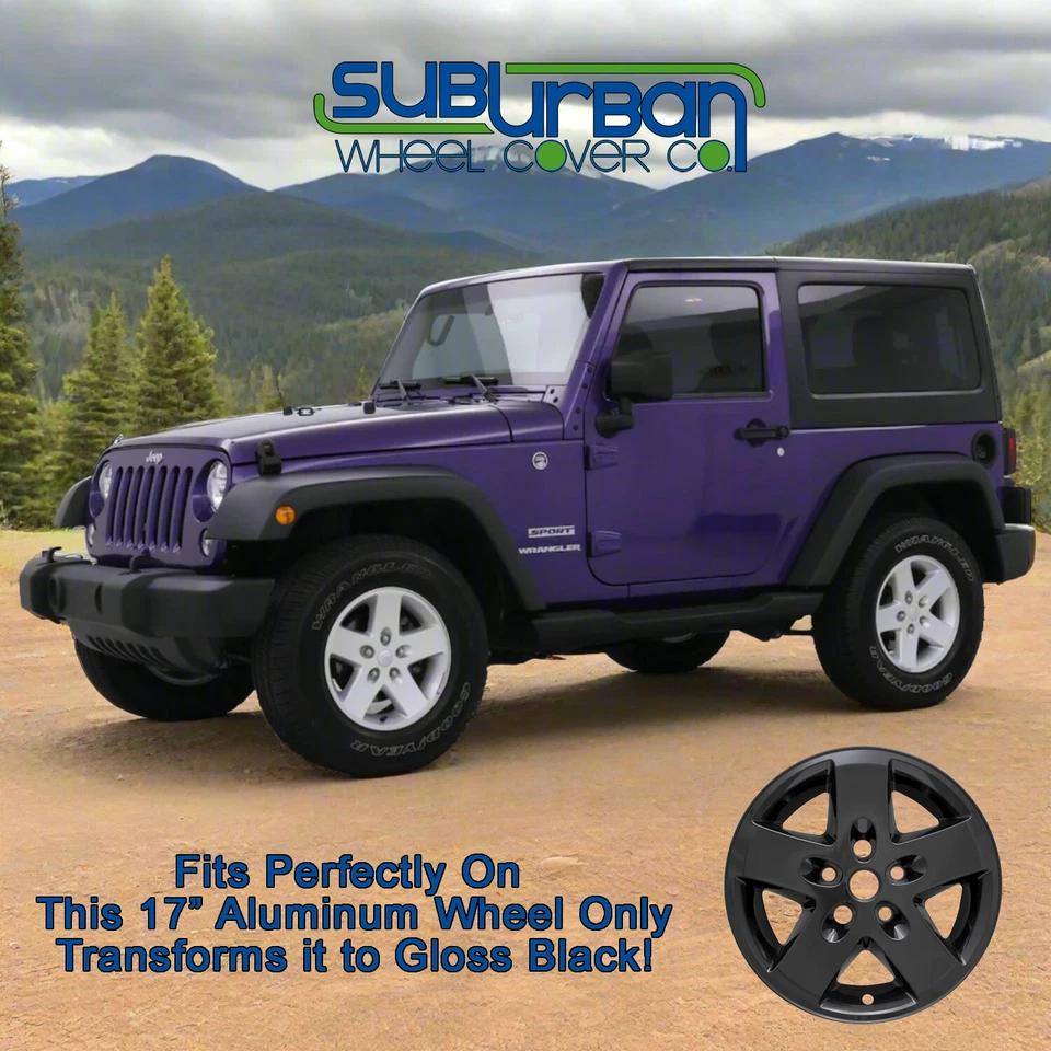 2007-2018 Jeep Wrangler IMP-340BLK 17" 5 Raios Preto Brilhante Peles de Roda NOVO CONJUNTO/4 - Imagem 2 de 4