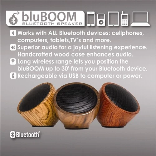 TRIPLE C | bluBOOM ROSEWOOD BLUETOOTH SPEAKER ✪NEW✪ ASN624W9 RARE BLU WOOD WARM - Image 3 of 4