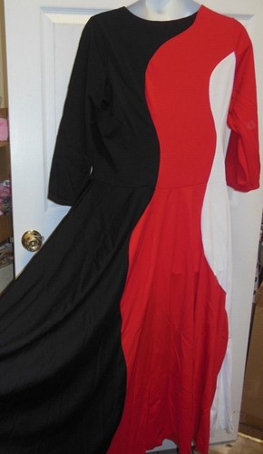 Vestido de Elogio 3/4 Mangas 3 Colores Paneles Onda 2 Colores Formas Damas Talla Círculo NUEVO CON ETIQUETAS - Imagen 8 de 11