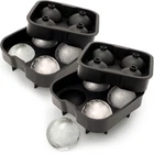 2x Flexible Silicone Ice Cube Ball Maker 4x4.5cm Sphere Mould Whiskey Cocktail