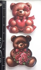 Lot of 2 Love Bear Heart Flowers Boy Girl SINGLE LAYER Embellishments 212