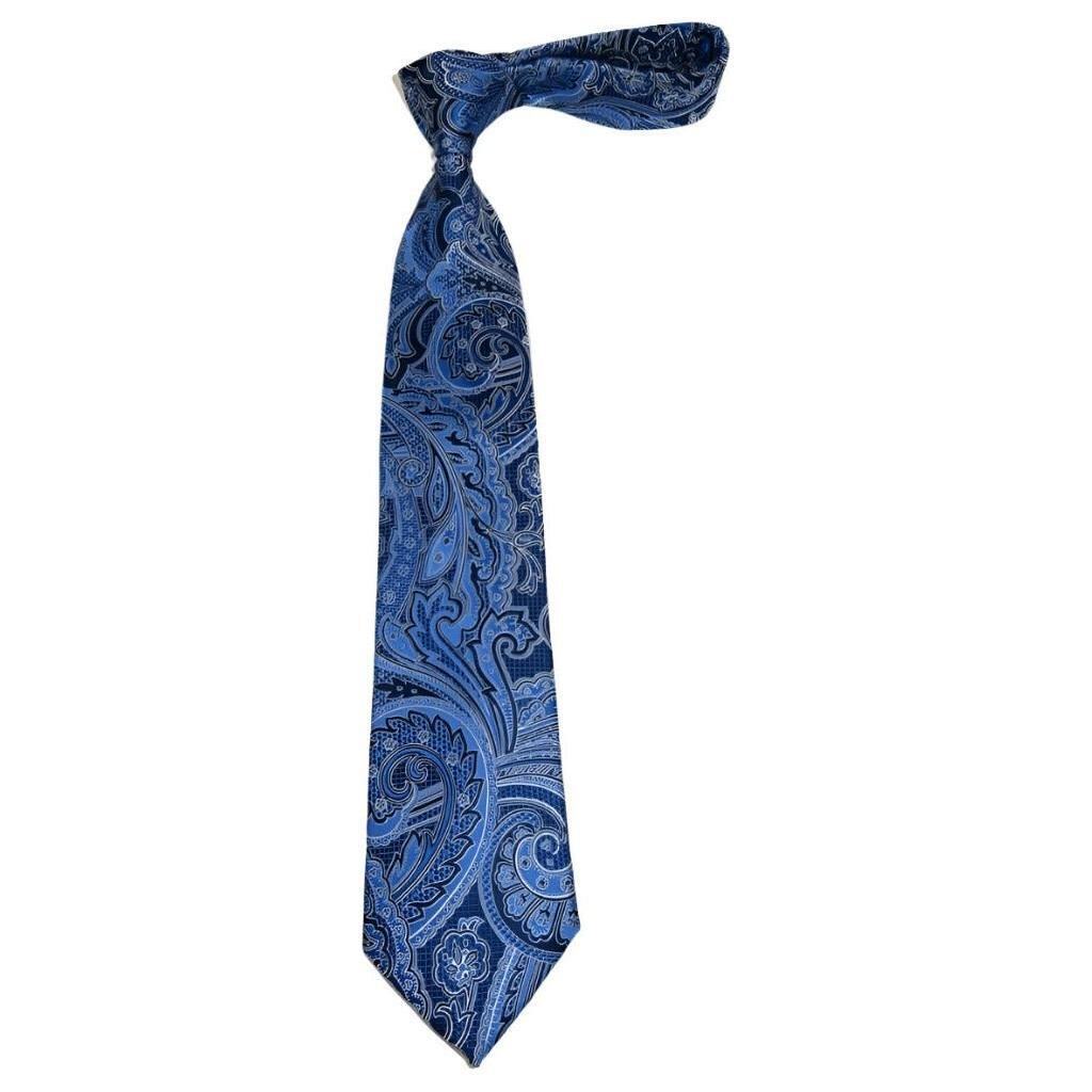 Mens 100% Silk Necktie By Bruno Piattelli Paisley Floral Fancy BP13 Royal Blue
