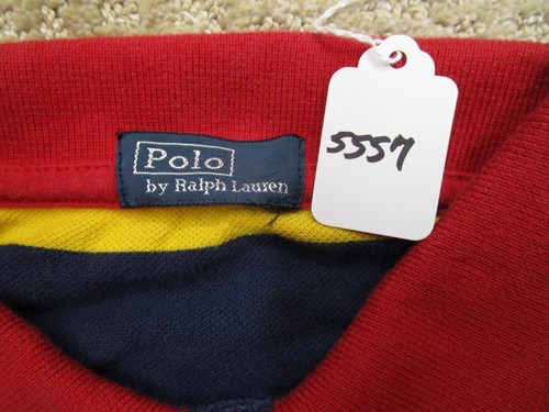 Ralph Lauren Polo Shirt Boys Extra Large Red Blue Striped Kids Short Sleeve Pony - Picture 7 of 7