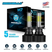 6-side H7 LED Headlight Bulb Conversion Kit High Low Beam Lamp 6000K Super White