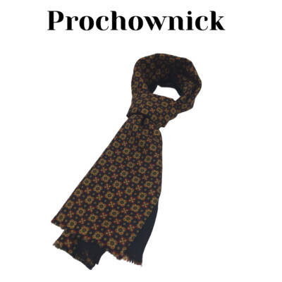 Double Schal Herren (Unisex), Wolle/Seide, schwarz + geblümt 150203 Prochownick