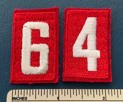 Vintage Late 1970s TROOP 64 Boy Scout Red & White Unit Number PATCHES BSA 6 4 46