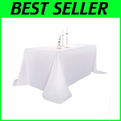 2-Pack 90x132 Inch White Rectangular Polyester Tablecloths for Elegant Events