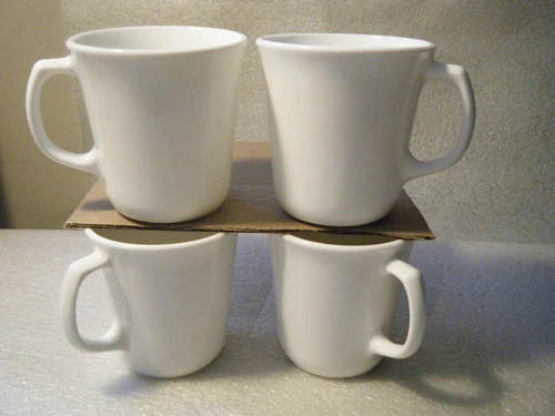 Lot 4 CORNING USA Winter Frost White Coffee Tea Cup Mug D Handle