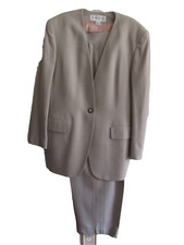 VTG 80s jones new york gray wool 2-PC pant/blazer suit high rise wide leg 12