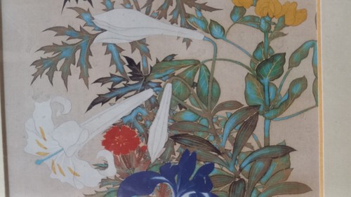 Asiático~Pintura sobre papel de seda~Flores~Acuarela tradicional china~Enmarcada - Imagen 4 de 9