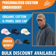 Personnalisé Beechfield Brodé Coton Bio 6-Panel Papa Casquette SPORTS