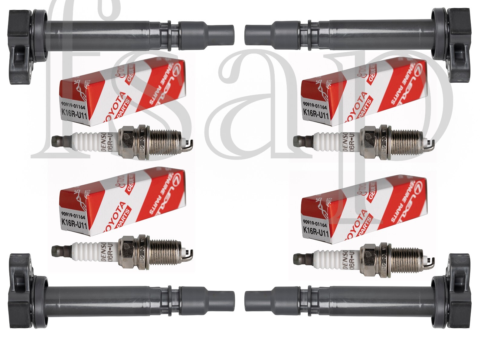 Set of 4 Spark plugs  4 Ignition coil 2001 Toyota Tacoma 2.4L 2.7L UF323