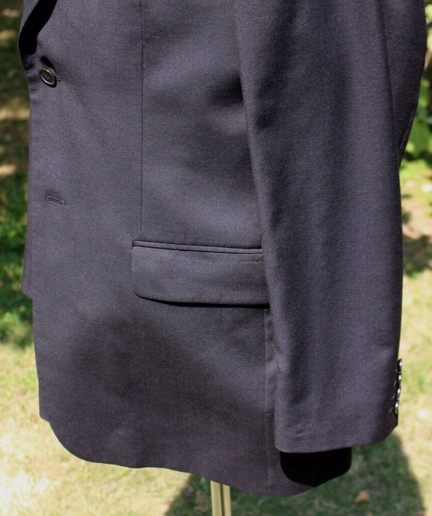 Express Men's Solid Black Wool 2 Button Blazer 44… - image 8