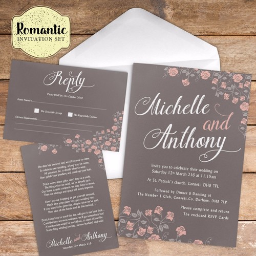 Wedding /Evening invitation Set, - RSVP cards, Poem cards and Info cards (W1) - Picture 24 of 48