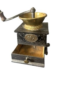 RARE Antique CAST IRON and Brass - A Kenrick & Sons Coffee Mill Grinder No 2 - B