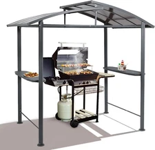 Aoodor 8x5ft BBQ Grill Gazebo Outdoor Patio Gazebo Shelter with 2 Side Shelves