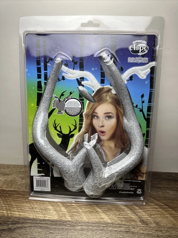 Astas de ciervo con brillo plateado Elope ¡Hada animal mítica Halloween Juegos con disfraces! ¡Nuevo!! Foto 3 de 4